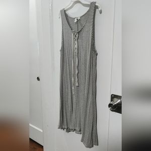 Others Follow cream w/black & gray stripes drawstring tank dress size L